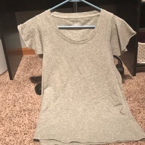 Ruffled sleeve gray tee shirt